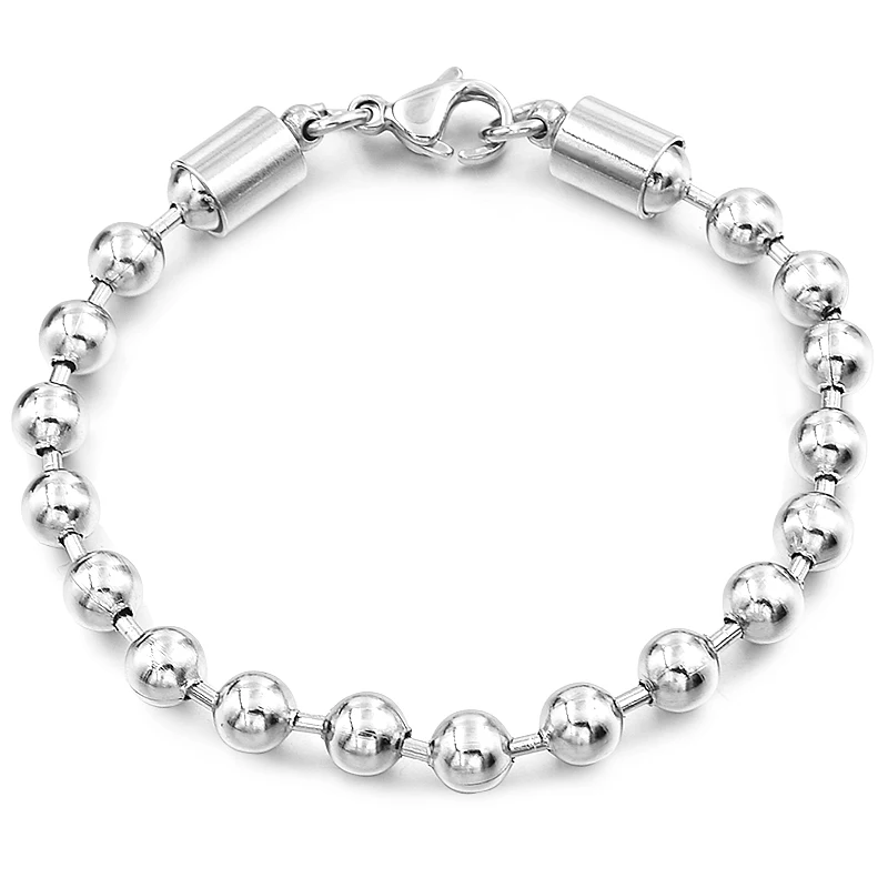 Браслет из нержавеющей стали с бусинами и шариками для женщин с застежкой-лобстером, мужской браслет, ювелирные изделия, высокое качество, новинка, bijioux