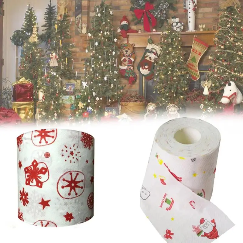 1 Roll New Christmas Paper Towels Printed Paper Towel Christmas Snowman Toilet Paper Towel