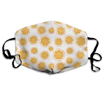

Mouth Mask Orange Slices White Print Masks - Breathable Adjustable Windproof Mouth-Muffle, Camping Running for Women and Men
