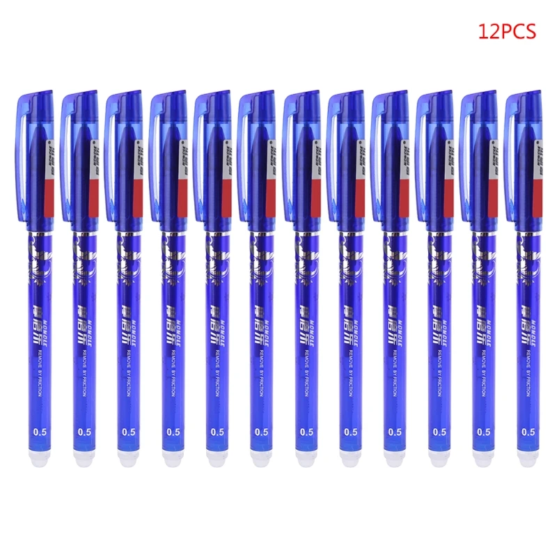 12Pcs Creative 0.5mm Magic Erasable Gel Pens Blue Ink Office Student Stationery