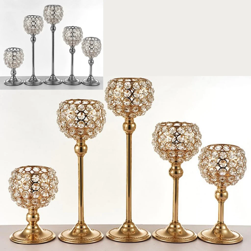 Crystal Tealight Candle Holder Candlestick Glass Pillar Candlesticks Wedding Table Centerpieces Party Home Decoration | Дом и сад