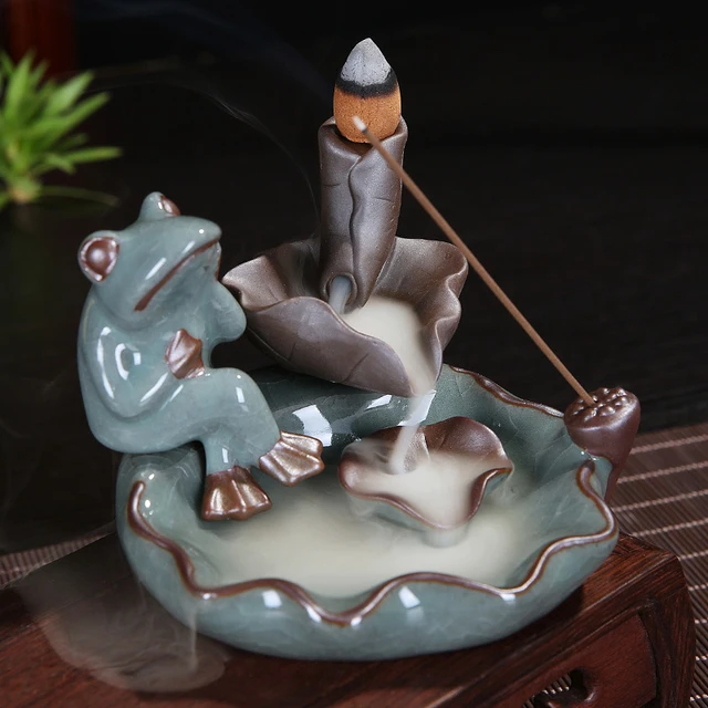 Ge Kiln Little Monk Backflow Incense Burner Ceramic Gourd Frog Waterfall  Incense Holder Office Home Decor - AliExpress