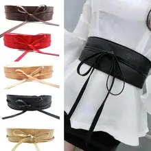 

Hot Sales Waist Belt Firm Soft Faux Leather Self Tie Wide Waist Band for Women