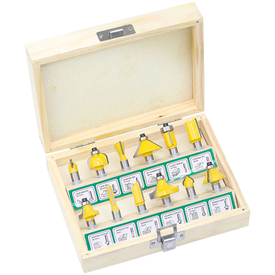 

12Pcs Milling Cutter Router Bit Set 8Mm Wood Cutter Carbide Shank Mill Woodworking Trimming Engraving Carving Cutting Tools-With