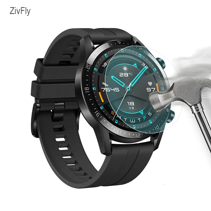 2 шт., закаленное стекло, Защита экрана для huawei Watch GT 2, 46 мм, 42 мм, Смарт-часы, 1, 2, прозрачная пленка, защитная пленка на экран, полное покрытие, новинка