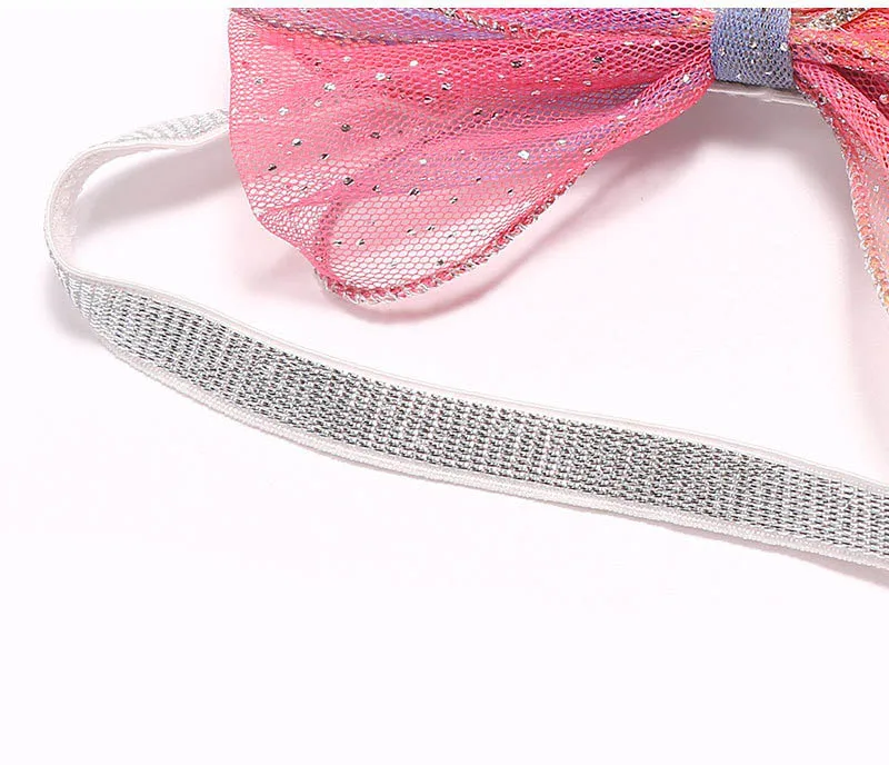 20 pcs/lot, 13.5 cm Rainbow bow hair band New children's hair accessories mesh sequined crown hairpins