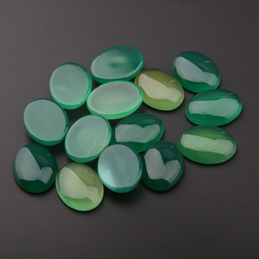 

Natural Stone Elliptical shape Green Agate Cabochon No Hole Beads for Making Jewelry DIY accessories Loose Beads