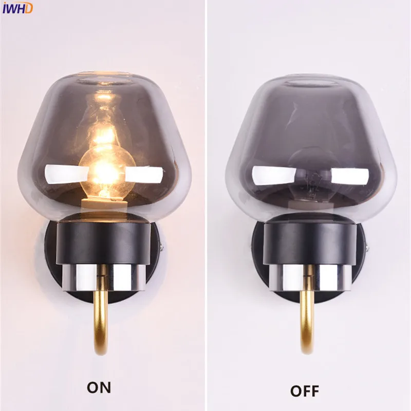 Iron Modern Nordic Wall Lamps Glass Lampshade Wall Lights Creative Wandlamp Bedroom Light Fixtures For Home Decoration Bar Cafe (8)
