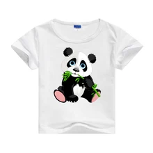 Футболка для мальчиков и девочек детская Милая футболка с принтом панды летняя футболка с короткими рукавами для маленьких мальчиков топы, футболки, повседневная одежда