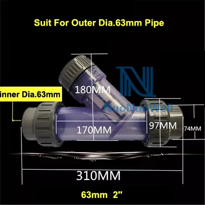 NuoNuoWell прозрачный фильтр объединения аквариум для полива и орошения Y Тип Видимый 10 сетчатый фильтр предварительной очистки Пластик соединитель труб 20 мм-63 мм - Цвет: 63MM