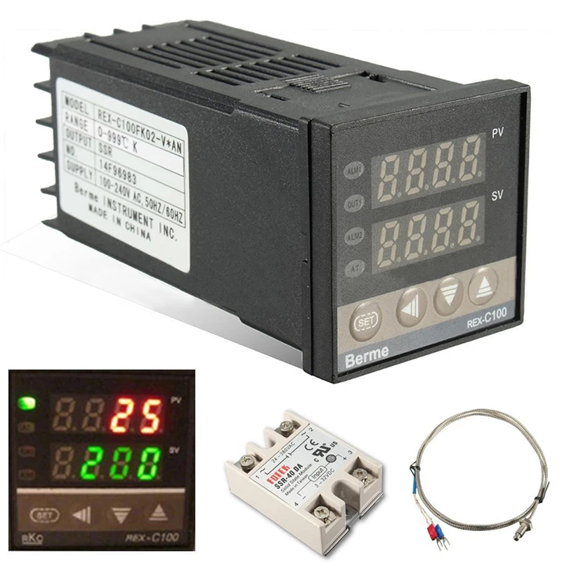 Цифровой 110 240V 220V AC PID REX C100 Температура контроллер с Max.40A SSR K регулятор температуры