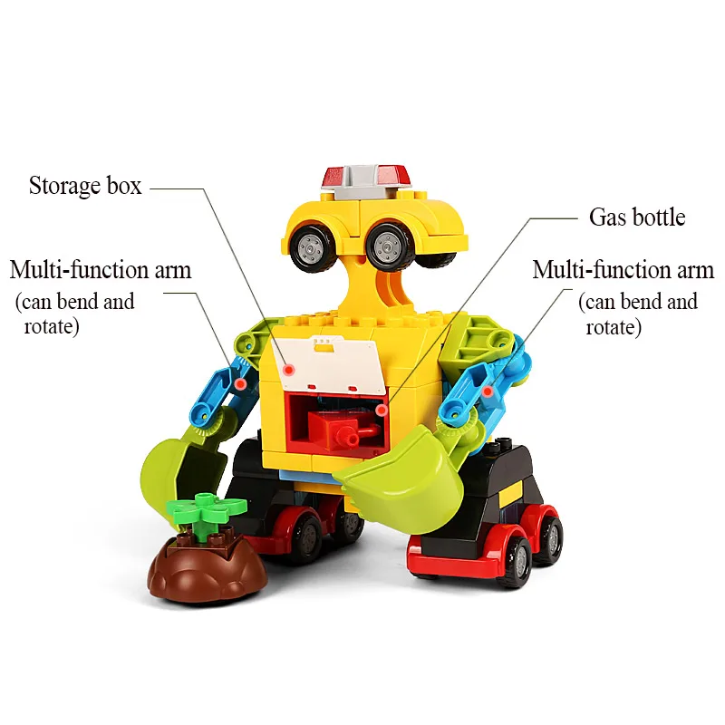 65 шт. строительные блоки большого размера совместимые с LegoINGly Duploed Block Robot детские