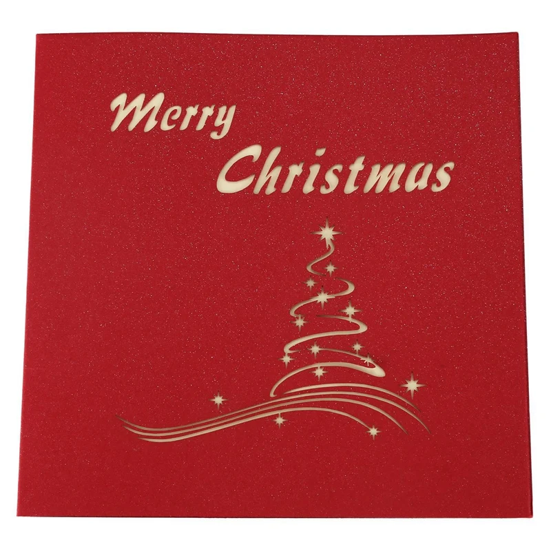 Рождественская елка винтажная 3D лазерная резка всплывающая бумага ручной работы на заказ поздравительные открытки Рождественские