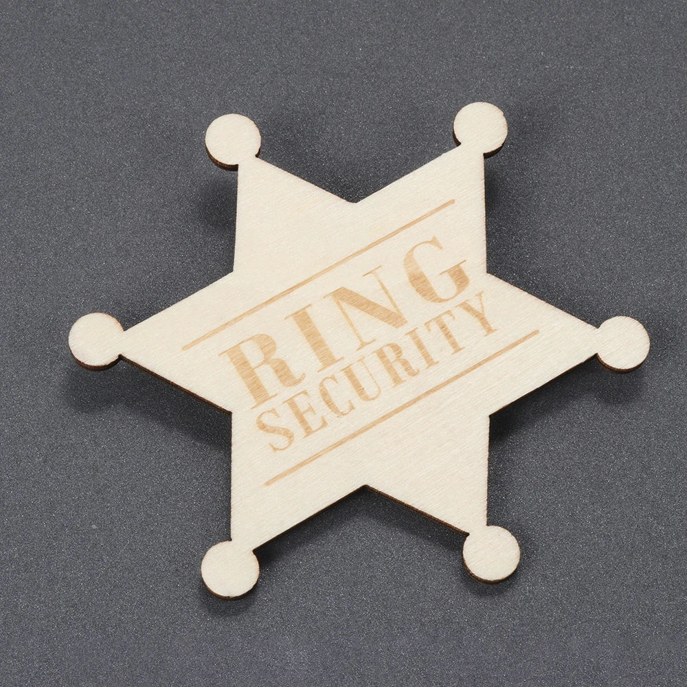 Security Badge Lettering Wedding Groom Wooden Rustic Brooch Breastpin for Scarf Hat Shawl Boy Decor Ring Wood Craf | Дом и сад