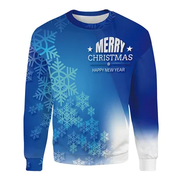 

3D Men's pullover Christmas Blue Sweatshirts Women/Men Hoodies Printing 3D Casual Crewneck Pullovers Unisex Outerswear Tops
