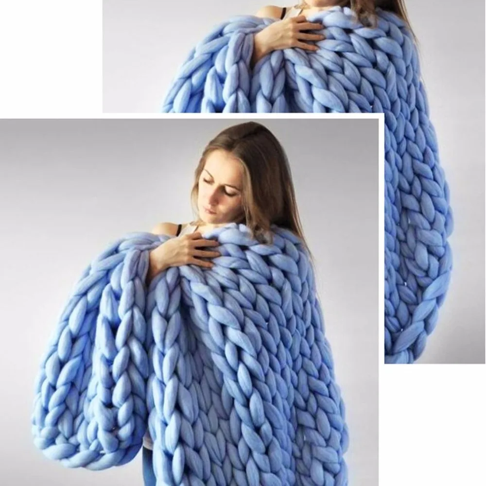 

Hand Made Thick Knitting Line Braided Carpet Bedroom Rug Kids Soft Nap Blanket Natural And Warm Home Decor