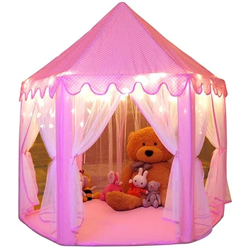 

Princess Tent Girls Large Playhouse Kids Castle Play Tent With Star Lights Toy for Children Indoor And Outdoor Games