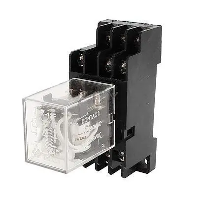 

JQX-13F DC 24V Coil 3PDT 11 Pins Electromagnetic Power Relay w 2-M4X10 Base