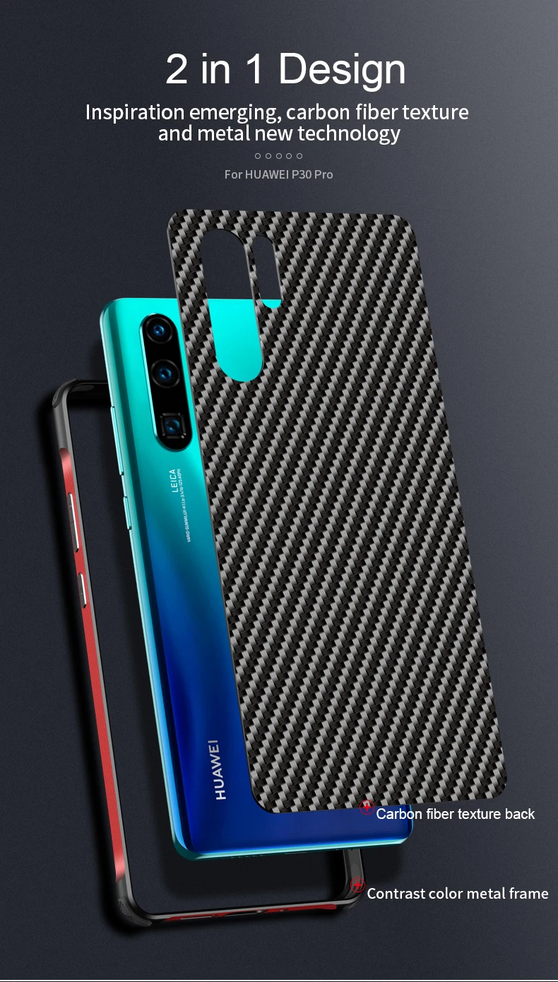 Чехол из углеродного волокна с текстурой для huawei P20 P30 Pro Lite, тонкая металлическая оправа, устойчивая к царапинам, прочная крышка Fundas