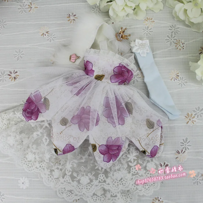 Фиолетовый 1/4 BJD аксессуары для одежды кукла в западном стиле платье+ шарф Набор для BJD/SD MSD, не включает в себя куклы, обувь, парик и другие E2529 - Цвет: Фиолетовый