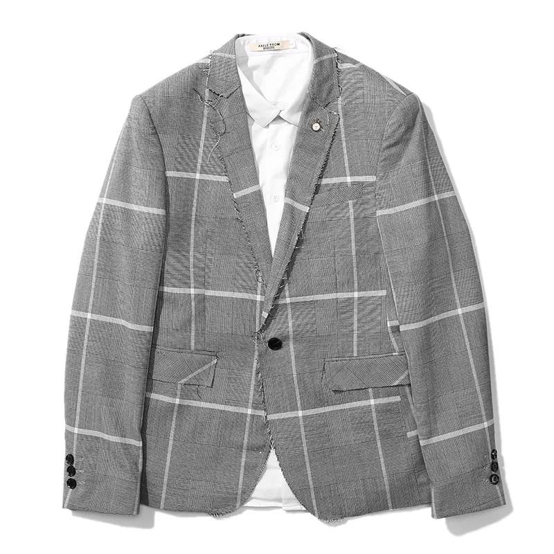 ZOGAA 2019 Spring Autumn Youth New Version Flat Collar Male Plaid Suits Men's Self-cultivation Leisure Single Piece Blazer
