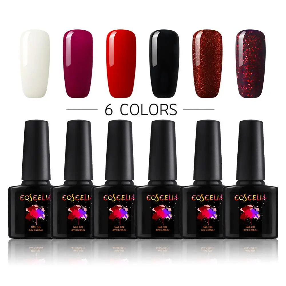 6PC SET 02 COSCELIA 8 мл Гель-лак для ногтей 6/8 шт. набор для ногтей Гель-лак для маникюра комплект набор для ногтей Гель-лак для полировки УФ светодиодный для маникюра - Цвет: 6PC SET 02