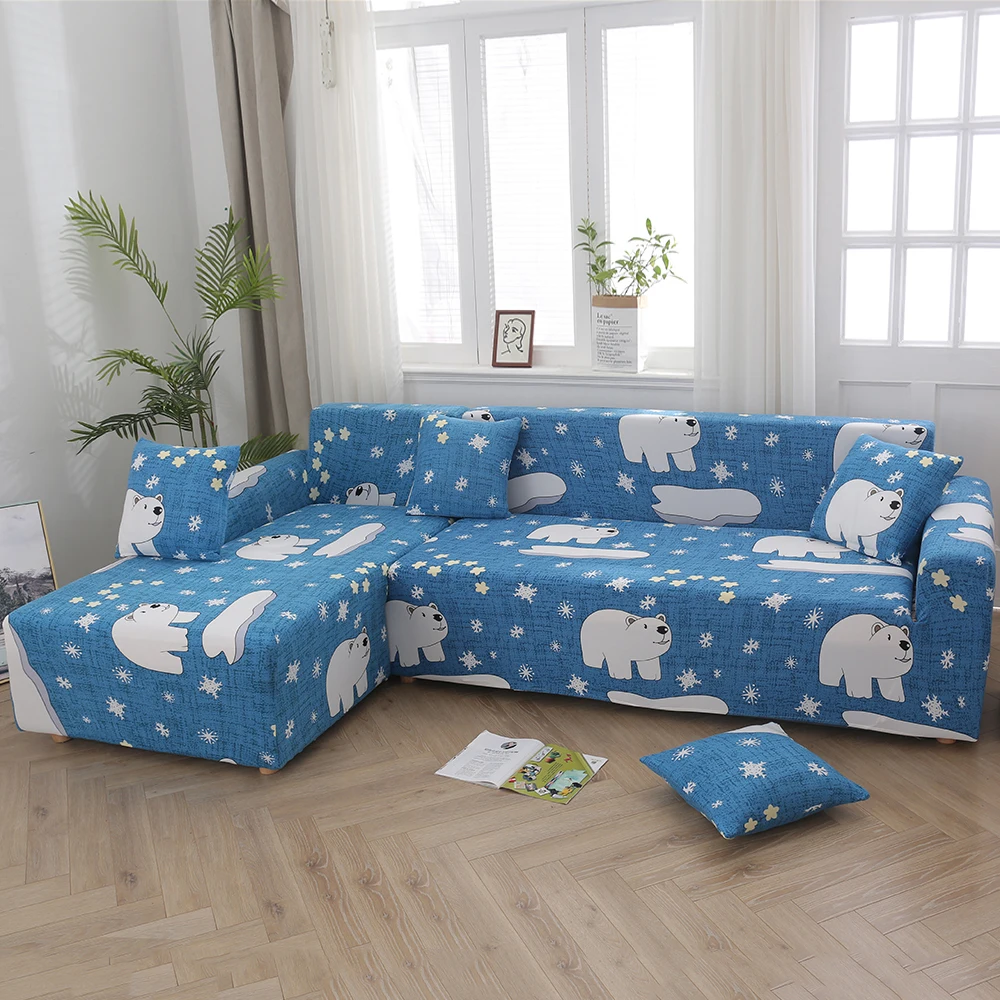 Sofa Cover Set Geometric Couch Cover Elastic Sofa Cover for Living Room Pets Corner L Shaped Chaise Longue Sofa Cover 2 pieces