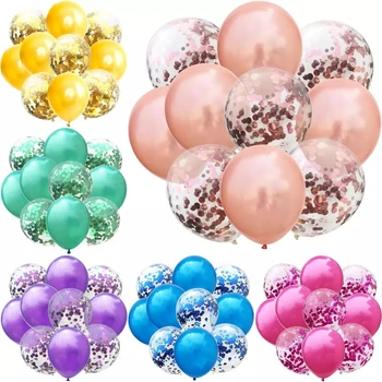 

10pcs/lot Mix Rose Gold Confetti Balloons Birthday Party Decoration Kids Adult Metallic Balloon Helium Ball Wedding party Decor