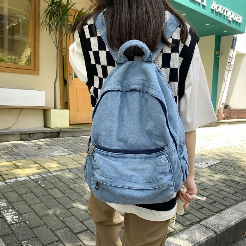 MiCoolker College School Backpack for Women Men Travel Backpacks Casual Soft Canvas Denim Students Backpack Purse for Girls and Boys 