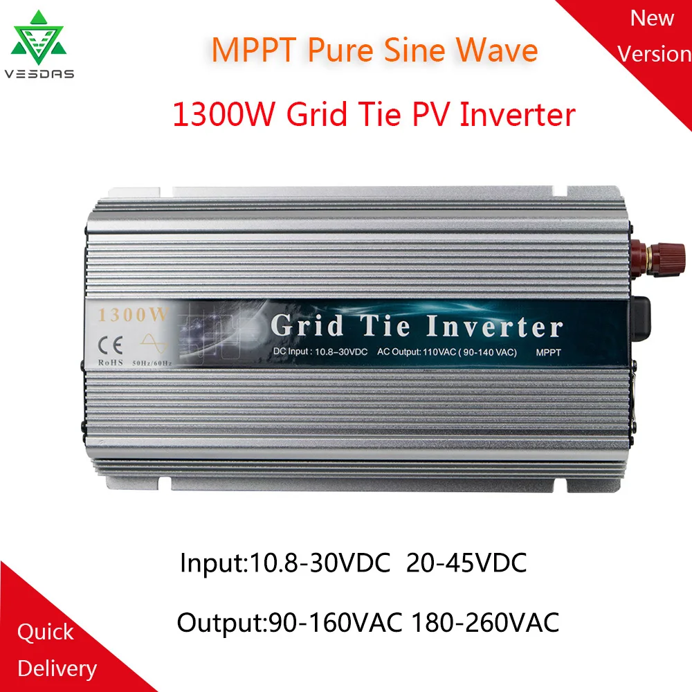 

Grid Tie Inverter 1300W MPPT micro 30V 36V Panel 72 Cells Function Pure Sine Wave 110V 220V Output On Grid Tie Inverter 20-45VDC