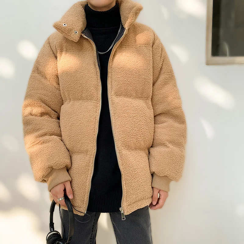 Хаки зимние хлопковые мужские парки в Корейском стиле, теплые однотонные повседневные хлопковые пальто для мужчин, уличное молодежное пальто с пузырьками, мужское зимнее пальто