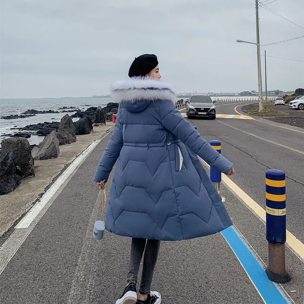 Зимние парки, новинка года, элегантные длинные женские куртки с капюшоном и вышивкой, с меховым воротником, зимние куртки для снежной погоды-30 градусов, пальто# J30