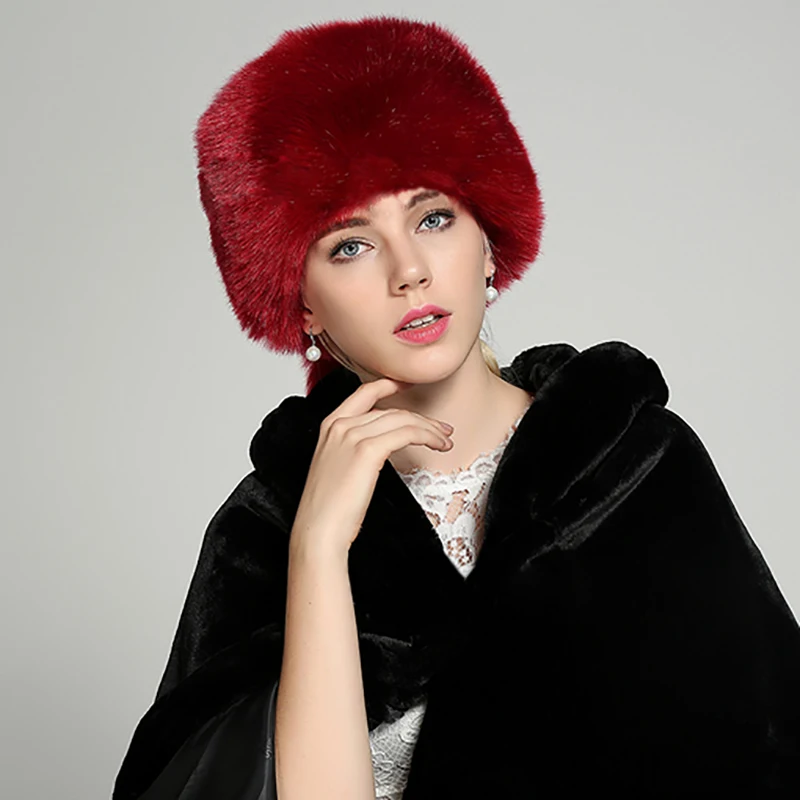 Удобная теплая шапка из искусственного меха лисы для женщин и мужчин зимний для волос хвост Мода зимне наушники шапка розовый красный простой мягкий пушистый гладкая Кепка W057