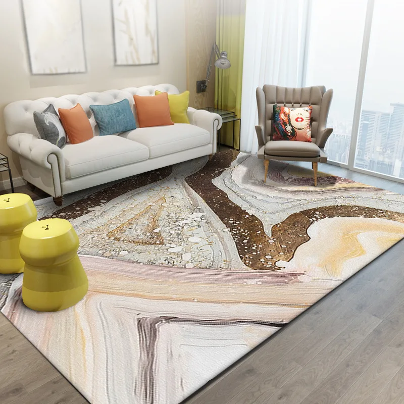 Fashion Nordic style Gold Abstract lines Abstract lines floor mat bedroom Crystal velvet carpet custom made living room door mat