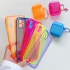 Matching Phone Case And Airpods 2 Set For iPhone 11 Pro Max XS SE 2022 X XR 6S 7 8 Plus Fluorescent Clear Transparent Soft Cover ► Photo 2/6