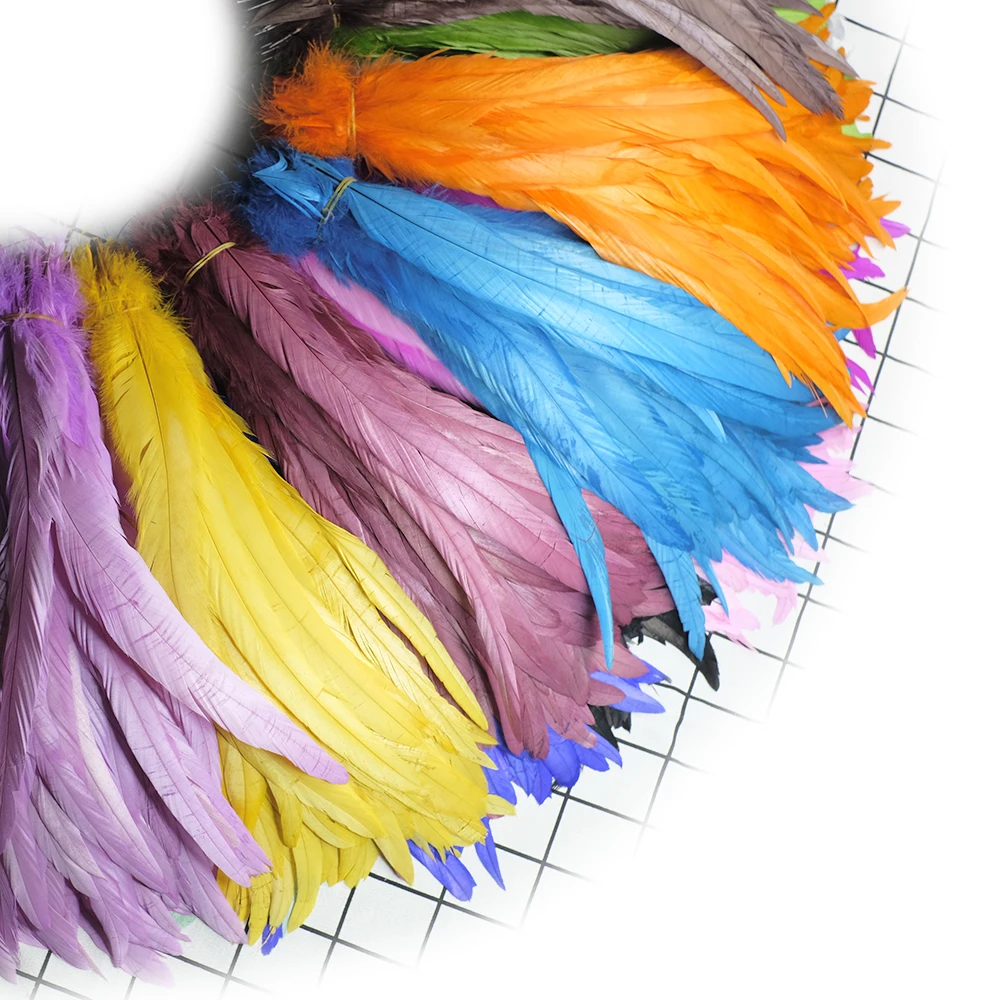 

Wholesale 100pcs Natural Rooster Tail Feathers Dyed Chicken Feather For Wedding&Christmas Decoration Crafts DIY Pheasant Feather