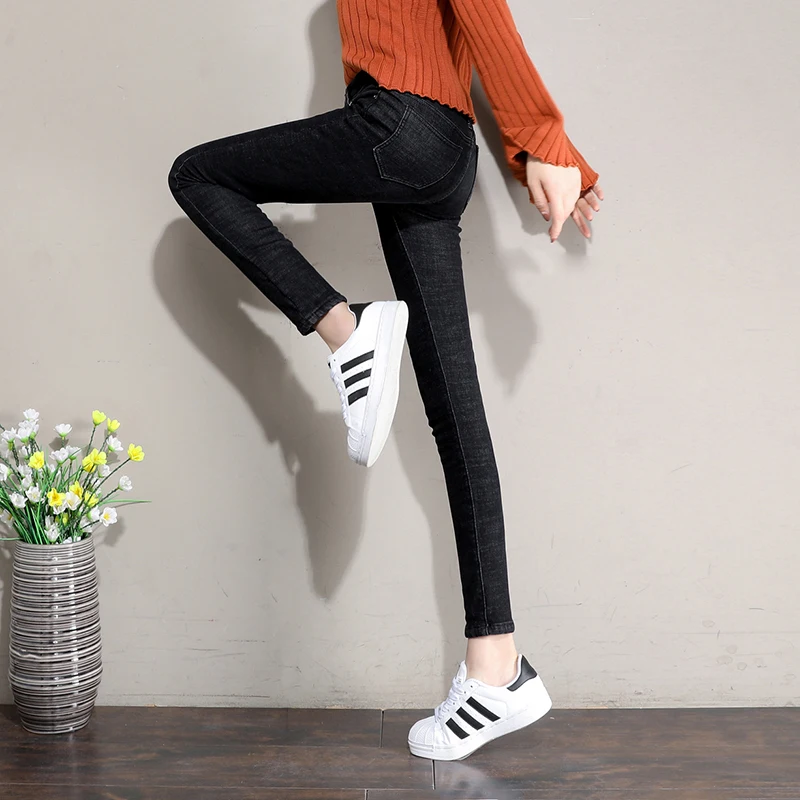jeans female autumnhigh waist was thin nine pants trousers Korean autumn pencil pants
