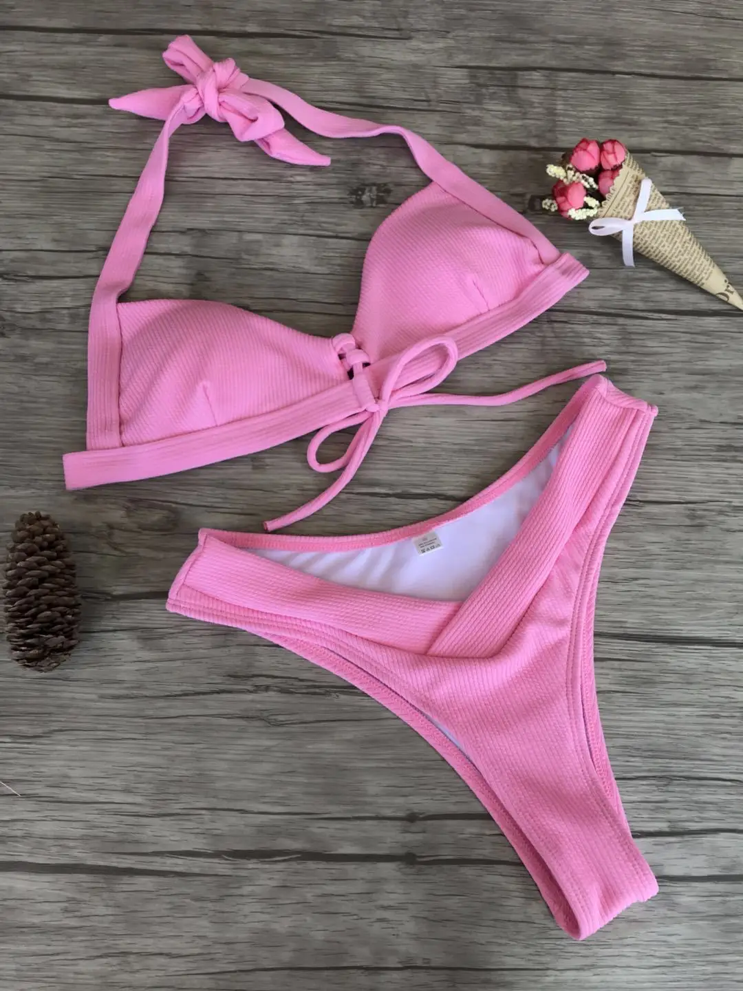 Пляжное бикини микро бразильский комплект Женский бандажный купальник