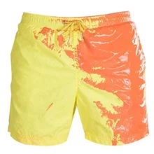 Новинка, распродажа, мужские пляжные шорты, меняющие цвет, Пляжные штаны для мальчика, быстросохнущие, высокая температура, Dis color ation, мужские Летние плавки для бега, спортзала