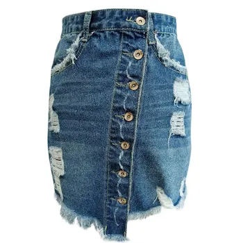 

Summer Shorts Mini Skirt Plus Size Denim Skirt Women High WaistSingle Button Pockets Blue Jean Skirt Style Mini Skirt Pencil Jun