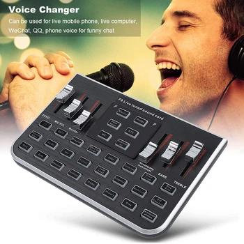 

Live Sound Card Audio Set F8 Universal Voice Change Audio Mixer Adapter Card Bluetooth Function for PC Mobile Phone Sing