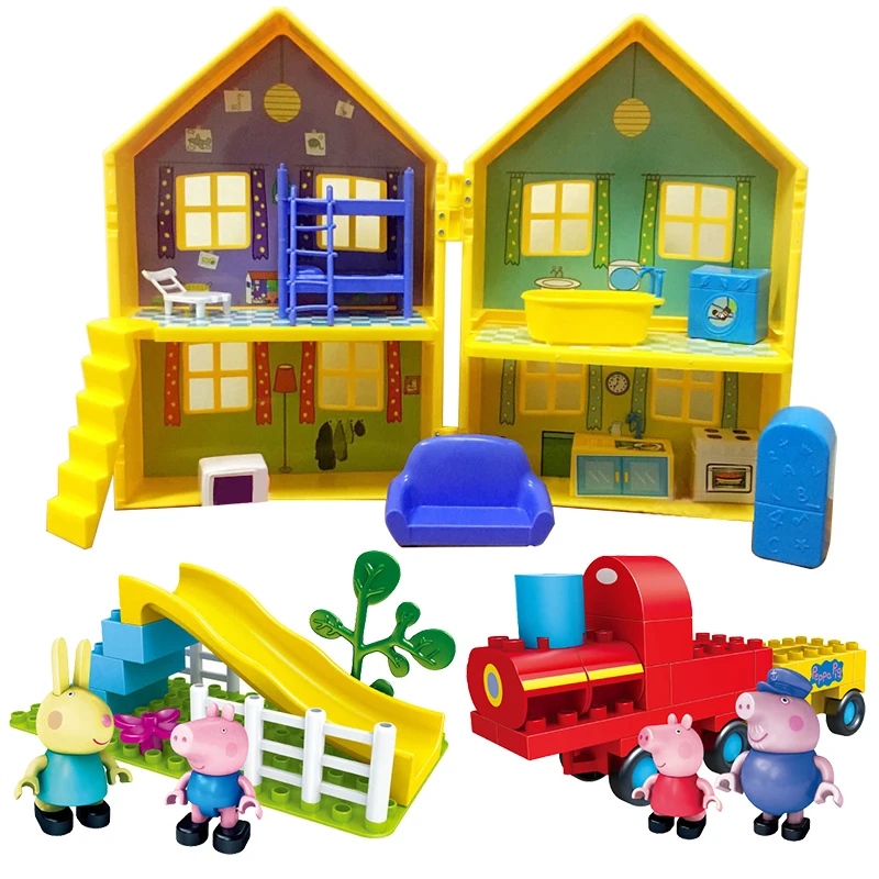 Peppa Pig maison de luxe George famille cochon PVC figurines bébé enfant anniversaire cadeau de noël semblant Playset jouet pour enfants