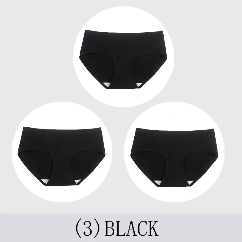 CMENIN 3Pcs/lot Sexy cotton Panties for Women Panties Solid Seamless Girls Briefs Breathable Lingerie Ladies Underpants P0121 - Цвет: BLACK