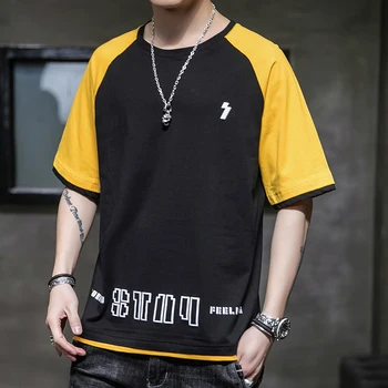 

Men's T-shirt Casual 2020 Summer Short Sleeve Korean Version Fashion Loose Pure Cotton Shirts Printed Handsome T-shirt Male