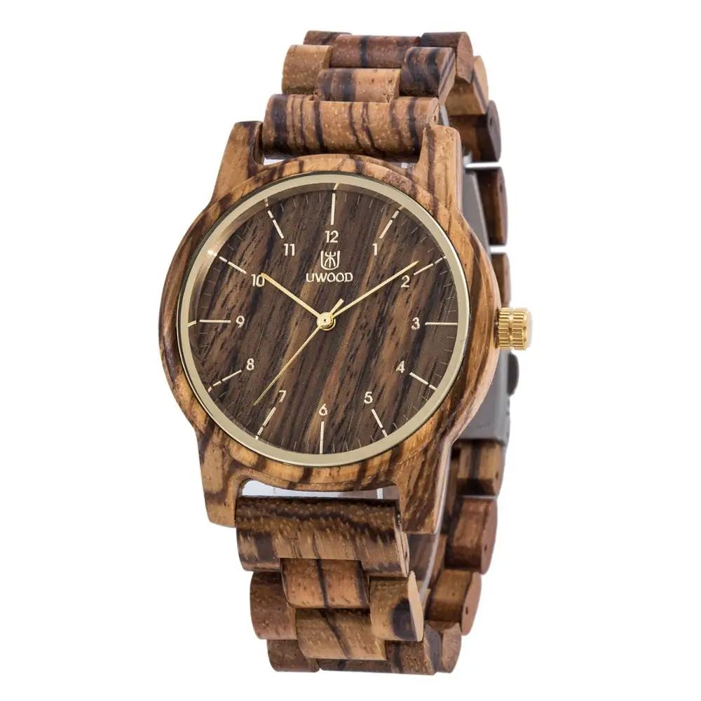 Uwood часы из натурального дерева для мужчин винтажные мужские деревянные часы Подарки для мужчин - Цвет: zebra
