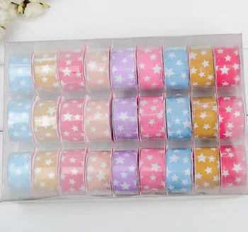 

20 yards 2.5cm Printed Stars Embossed Ribbon Garment Accessories Decoration Gift Packaging Stuff Handwork Stuff