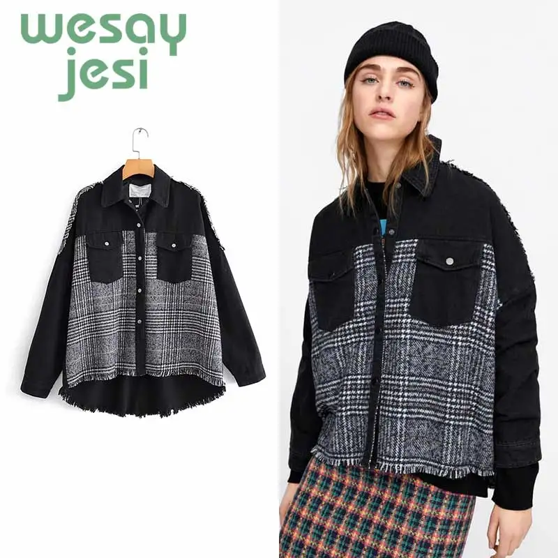 

Women England vintage Patchwork jacket button Turn-down collar Autumn Long Sleeve Outwear Jacket Coats Ladies Clothes