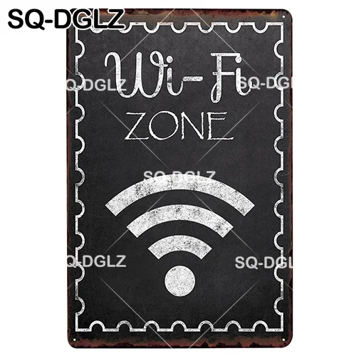 [SQ-DGLZ] Wi-Fi доступная доска металлический знак винтажный Бар Декор Оловянная вывеска винтажный Бар Декор металлическая Борден доска для постера - Цвет: 1338