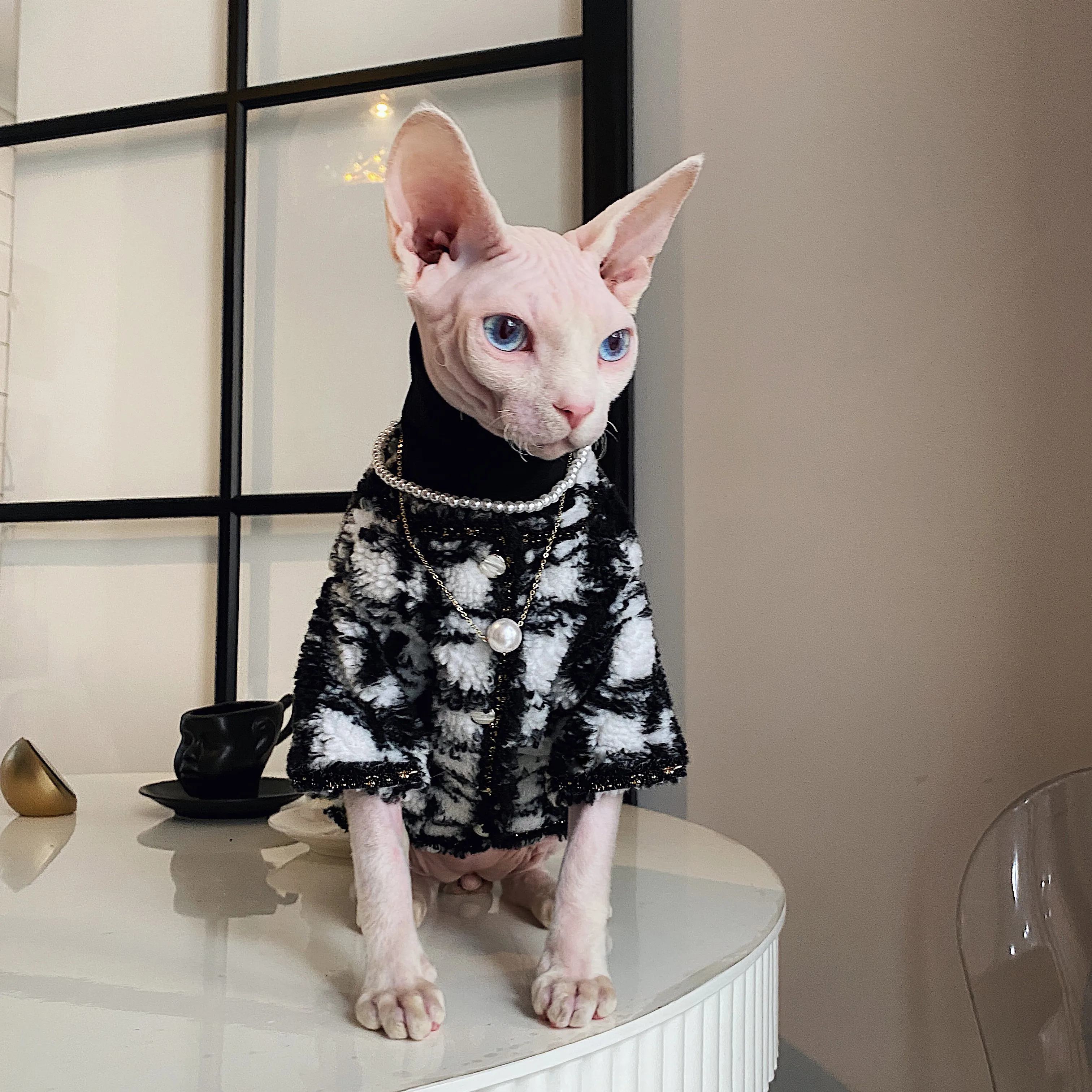 Pelágico bordillo Delgado Sphynx suéter de lana con collar de perlas opcional, ropa para gato,  novedad|Ropa para gatos| - AliExpress