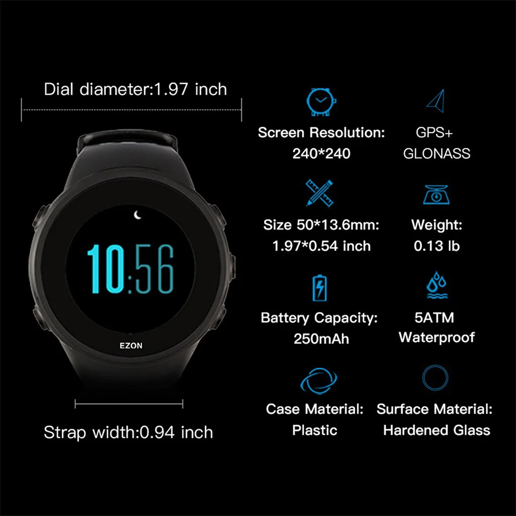 EZON T958 Смарт-часы GPS шагомер Бег Спорт сообщение напоминание Смарт Blueteeth часы с Водонепроницаемый Smart Watch